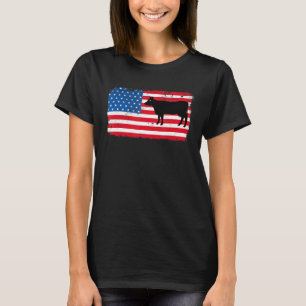 Kuh Patriotic USA Flag Farm Animal Dairy 4 Juli T-Shirt