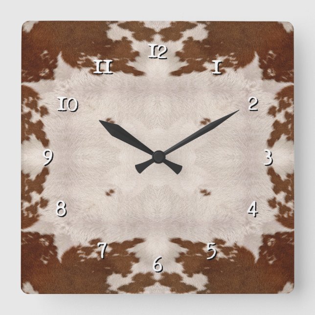 Kuh-Patternuhr Quadratische Wanduhr (Vorderseite)