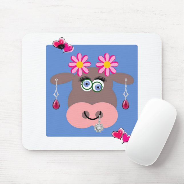 Kuh Pink Blume Blumenrauschen Mouse Pad! Mousepad (Mit Mouse)