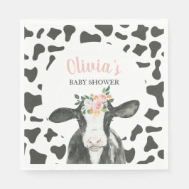Kuh Pink Floral und Gingham Baby Dusche Serviette