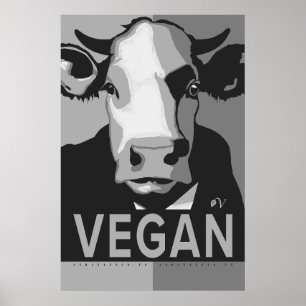 Kuh Pop Art Poster in Schwarz und Weiß - Vegan 