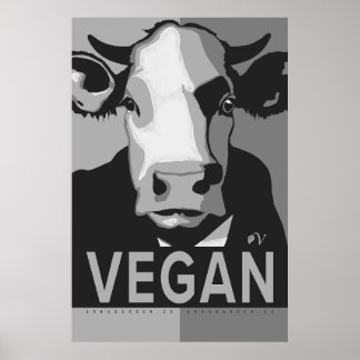 Kuh Pop Art Poster in Schwarz und Weiß - Vegan
