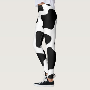 Kuh Print Black & White Halloween Leggings