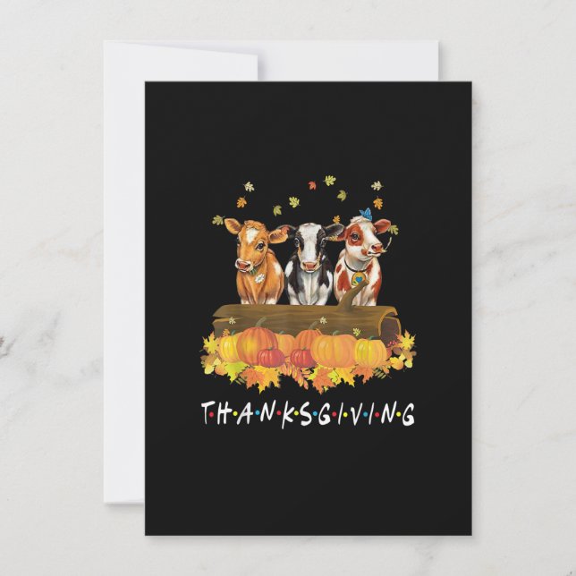 Kuh Pumpkin Fall Farm Tiere Erntedank Thankfu Einladung (Vorderseite)
