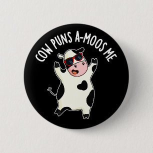 Kuh Puns Amoos Me Funny Cow Puff Button