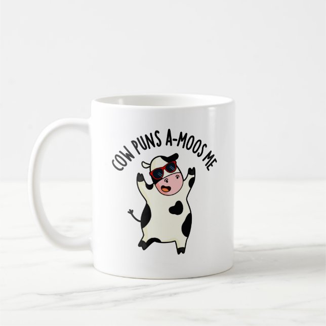 Kuh Puns Amoos Me Funny Cow Puff Kaffeetasse (Links)