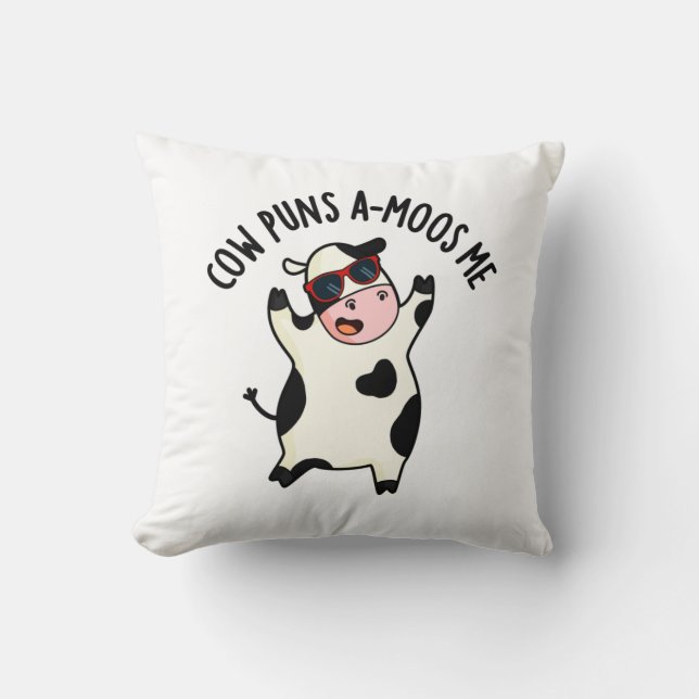 Kuh Puns Amoos Me Funny Cow Puff Kissen (Vorderseite)