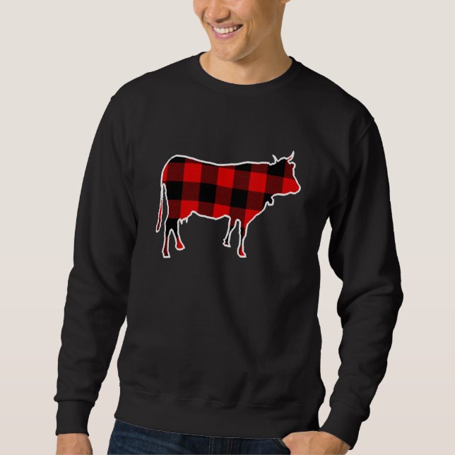Kuh Red Buffalo Kariert Heifer Farm Matching Pj Fa Sweatshirt (Vorderseite)