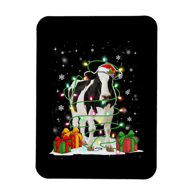 Kuh Reindeer Hat Weihnachtslicht Sonnenkühe Magnet (Vertikal)