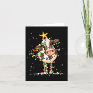 Kuh Reindeer Hat Weihnachtslicht Spaß Kuh Ch Karte