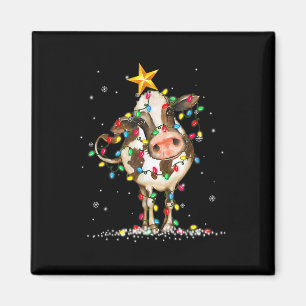 Kuh Reindeer Hat Weihnachtslicht Spaß Kuh Ch Magnet
