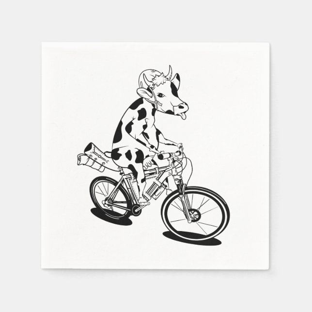 Kuh reiten mit dem Mountainbike Serviette (Vorderseite)