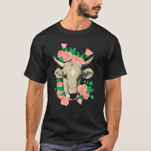Kuh Rosen Floral Blume Niedlich Bauernfrau T-Shirt