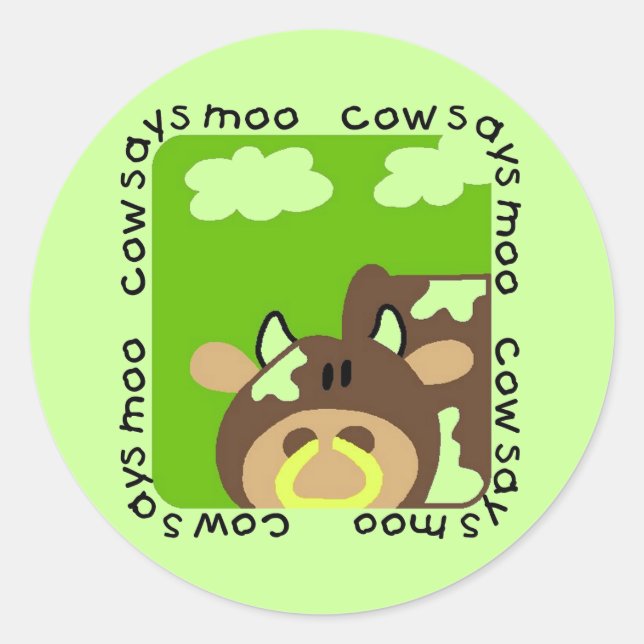 Kuh sagt MOO-T-Shirts und -geschenke Runder Aufkleber (Vorderseite)