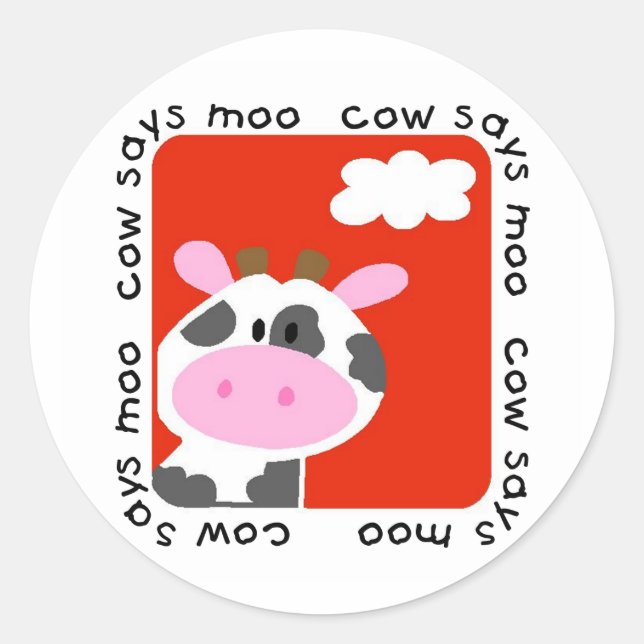 Kuh sagt Moo Tshirts und Geschenke Runder Aufkleber (Vorderseite)