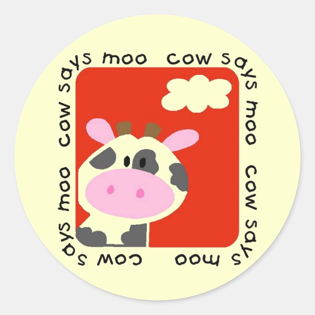 Kuh sagt Moo Tshirts und Geschenke Runder Aufkleber (Vorderseite)