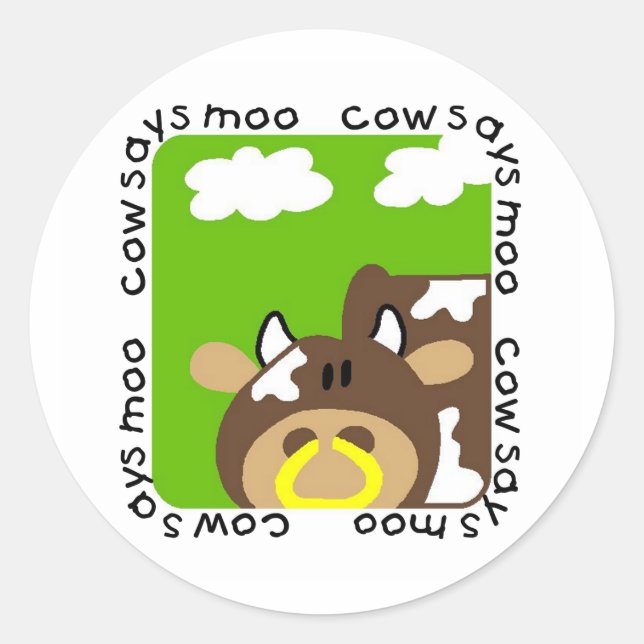 Kuh sagt Moo Tshirts und Geschenke Runder Aufkleber (Vorderseite)