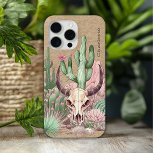 Kuh-Schädel-Wüsten-Blumen-Kaktus-Personalisierter Case-Mate iPhone Hülle