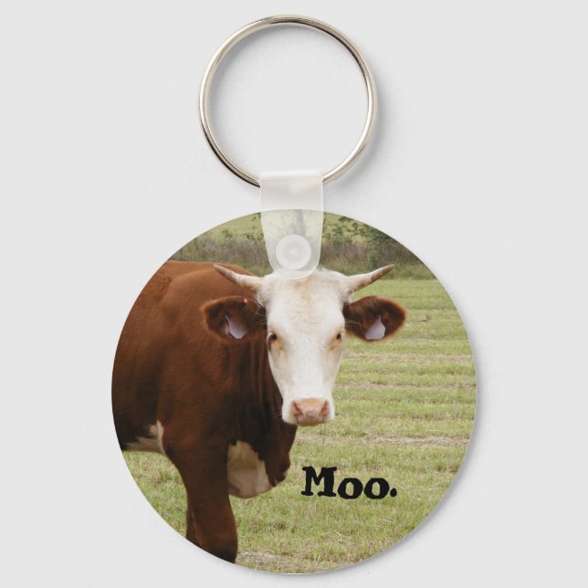 Kuh Schlüsselanhänger: "Moo." Schlüsselanhänger (Vorderseite)