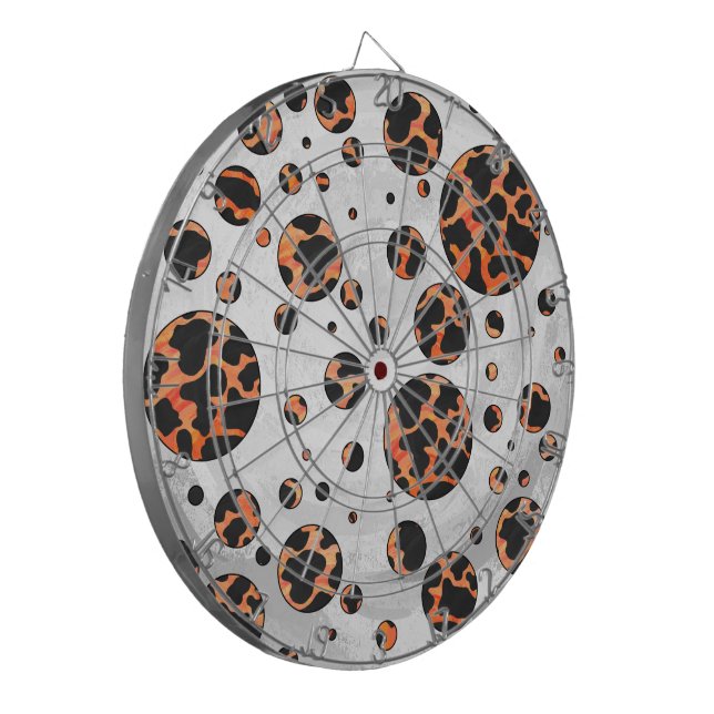 Kuh Schwarz und Orange Polka Dot Print Dartscheibe (Vorderseite Links)