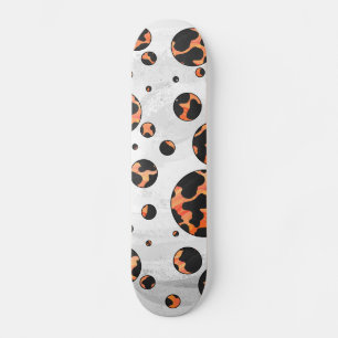 Kuh Schwarz und Orange Polka Dot Print Skateboard