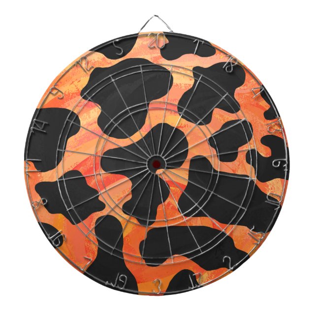 Kuh Schwarz und Orange Print Dartscheibe (vorne)