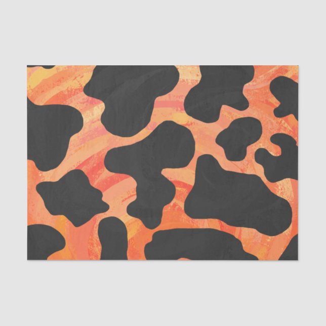 Kuh Schwarz und Orange Print Seidenpapier (Vorderseite)