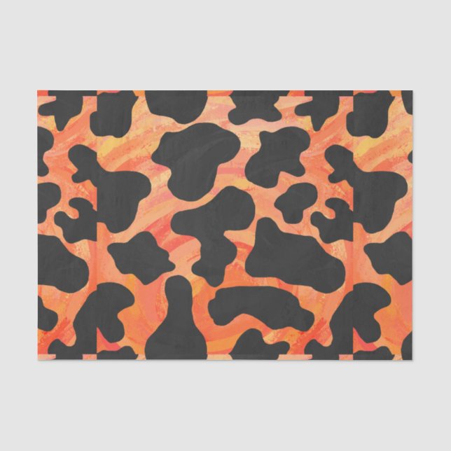 Kuh Schwarz und Orange Print Seidenpapier (Vorderseite)