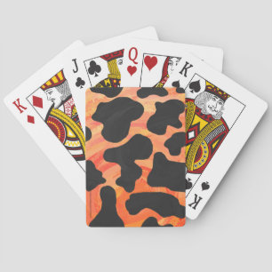 Kuh Schwarz und Orange Print Spielkarten