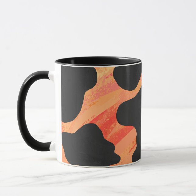 Kuh Schwarz und Orange Print Tasse (Links)
