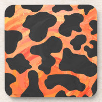 Kuh Schwarz und Orange Print