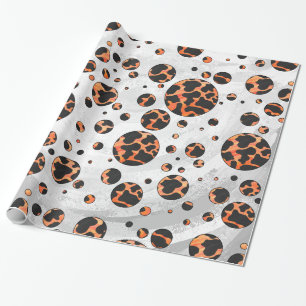 Kuh Schwarz und Orange Punkte Druck Geschenkpapier