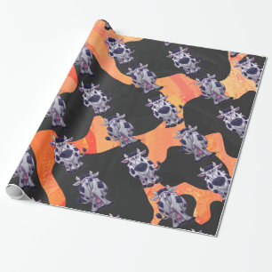 Kuh Schwarz und Orange Wild Me Geschenkpapier
