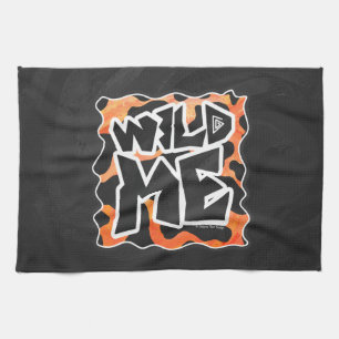 Kuh Schwarz und Orange Wild Me Geschirrtuch