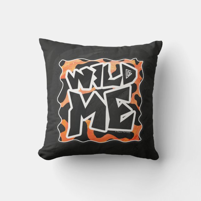 Kuh Schwarz und Orange Wild Me Kissen (Vorderseite)