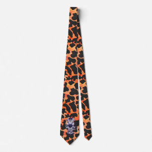 Kuh Schwarz und Orange Wild Me Krawatte