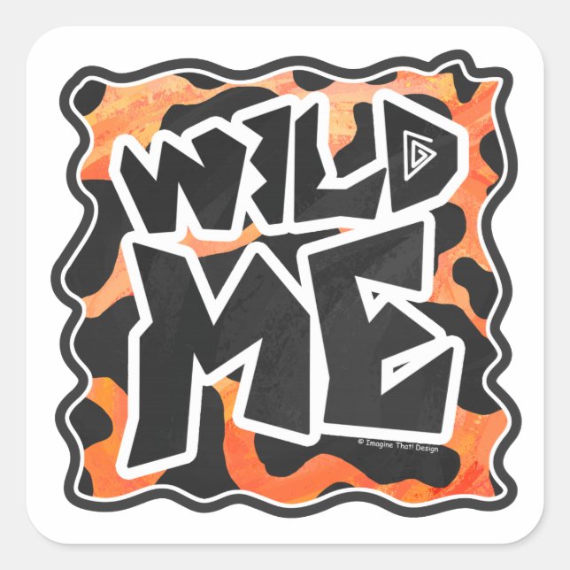 Kuh Schwarz und Orange Wild Me Quadratischer Aufkleber (Vorderseite)