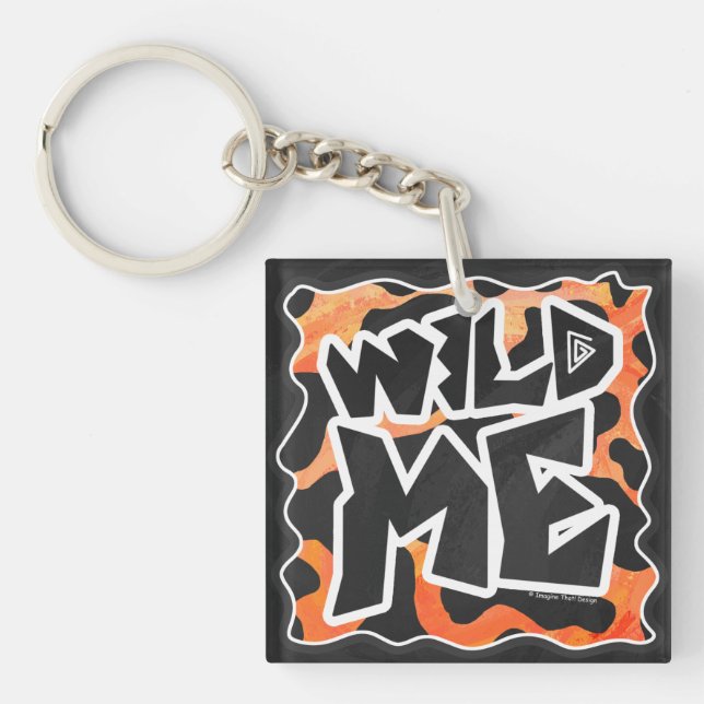 Kuh Schwarz und Orange Wild Me Schlüsselanhänger (Vorderseite)