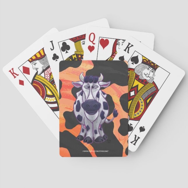 Kuh Schwarz und Orange Wild Me Spielkarten (Rückseite)