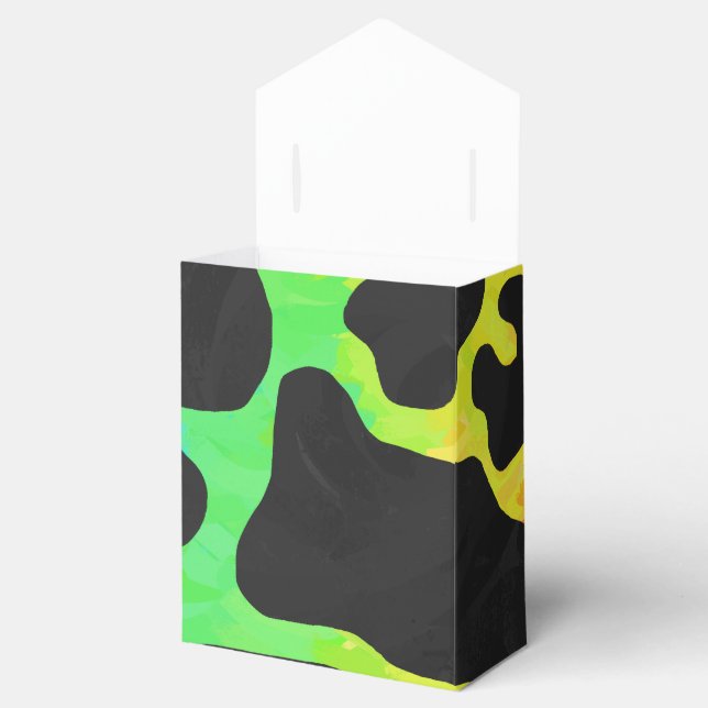 Kuh Schwarz und Regenbogen Druck Geschenkschachtel (Geöffnet)