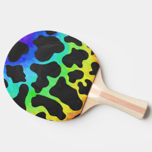 Kuh Schwarz und Regenbogen Druck Tischtennis Schläger