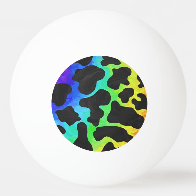 Kuh Schwarz und Regenbogen Druck Tischtennisball (Vorderseite)