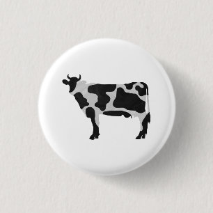 Kuh Schwarz-Weiß-Silhouette Button
