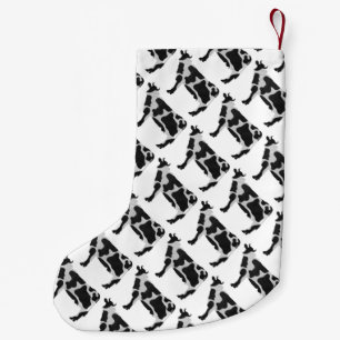 Kuh Schwarz-Weiß-Silhouette Kleiner Weihnachtsstrumpf
