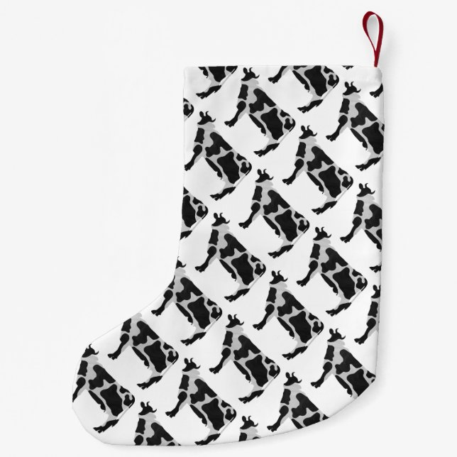 Kuh Schwarz-Weiß-Silhouette Kleiner Weihnachtsstrumpf (Rückseite)