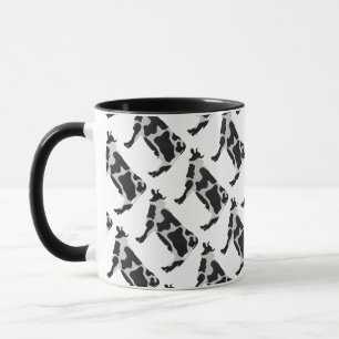 Kuh Schwarz-Weiß-Silhouette Tasse