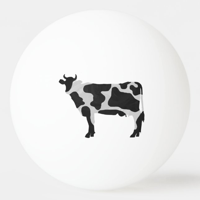 Kuh Schwarz-Weiß-Silhouette Tischtennisball (Rückseite)