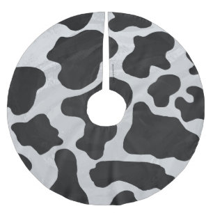 Kuh-Schwarzweiss-Druck Polyester Weihnachtsbaumdecke
