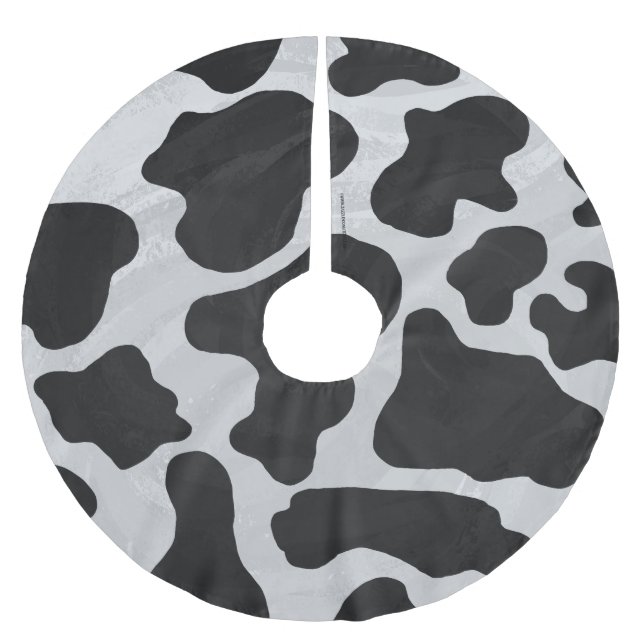 Kuh-Schwarzweiss-Druck Polyester Weihnachtsbaumdecke (Vorderseite)