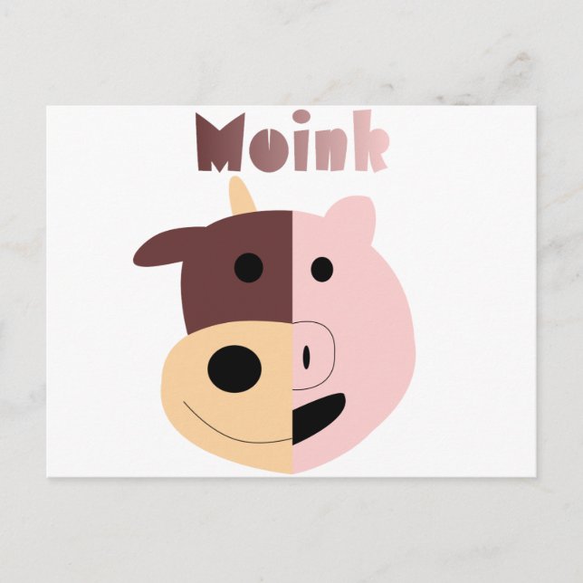 Kuh + Schwein = rosa Postkarte (Vorderseite)